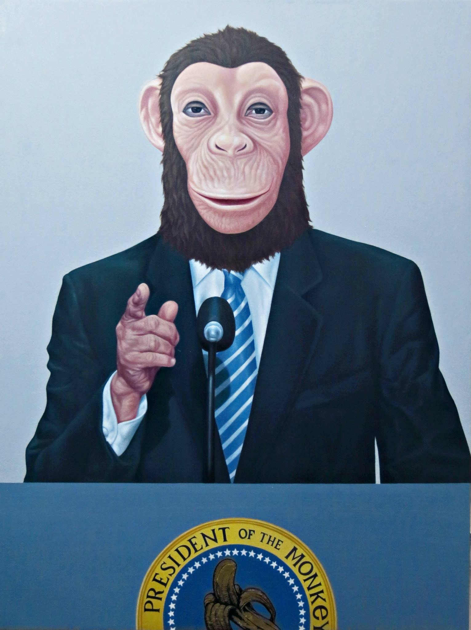 The President of Monkey, (2015) Oil on canvas, 76x101 cm.