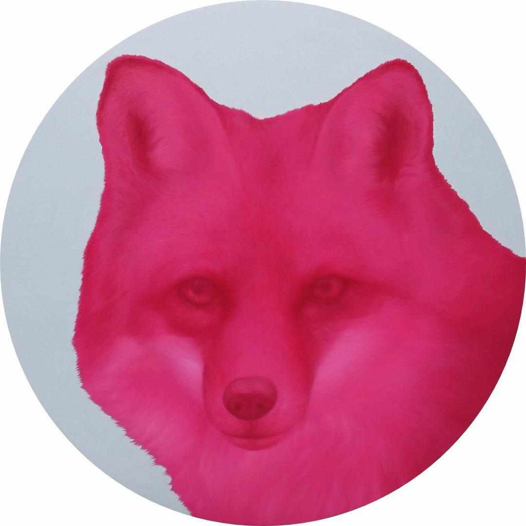 'Pink Fox', 2016, Oil on linen, 100 cm diameter
